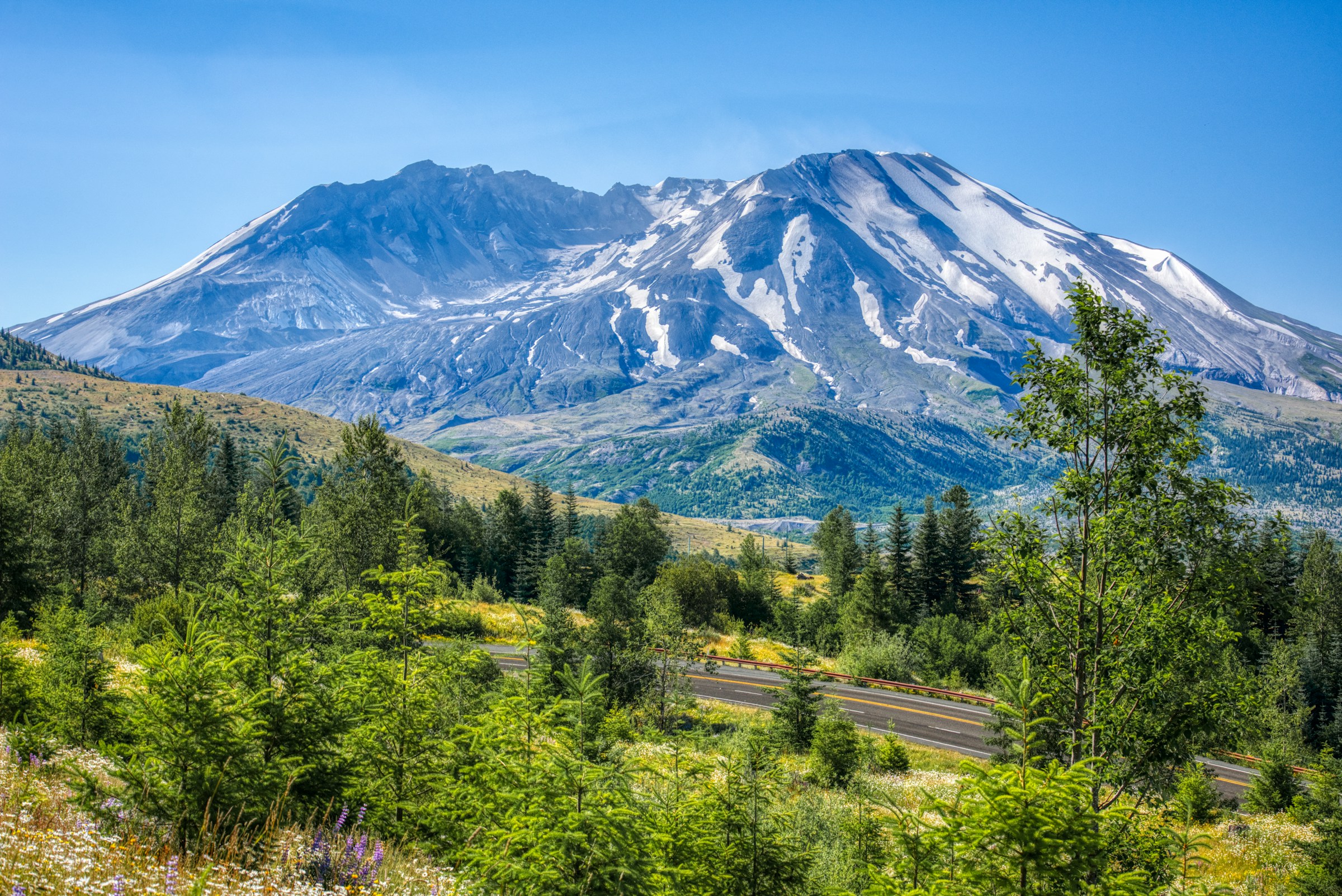 A mountain landscape under moody Pacific Northwest light.